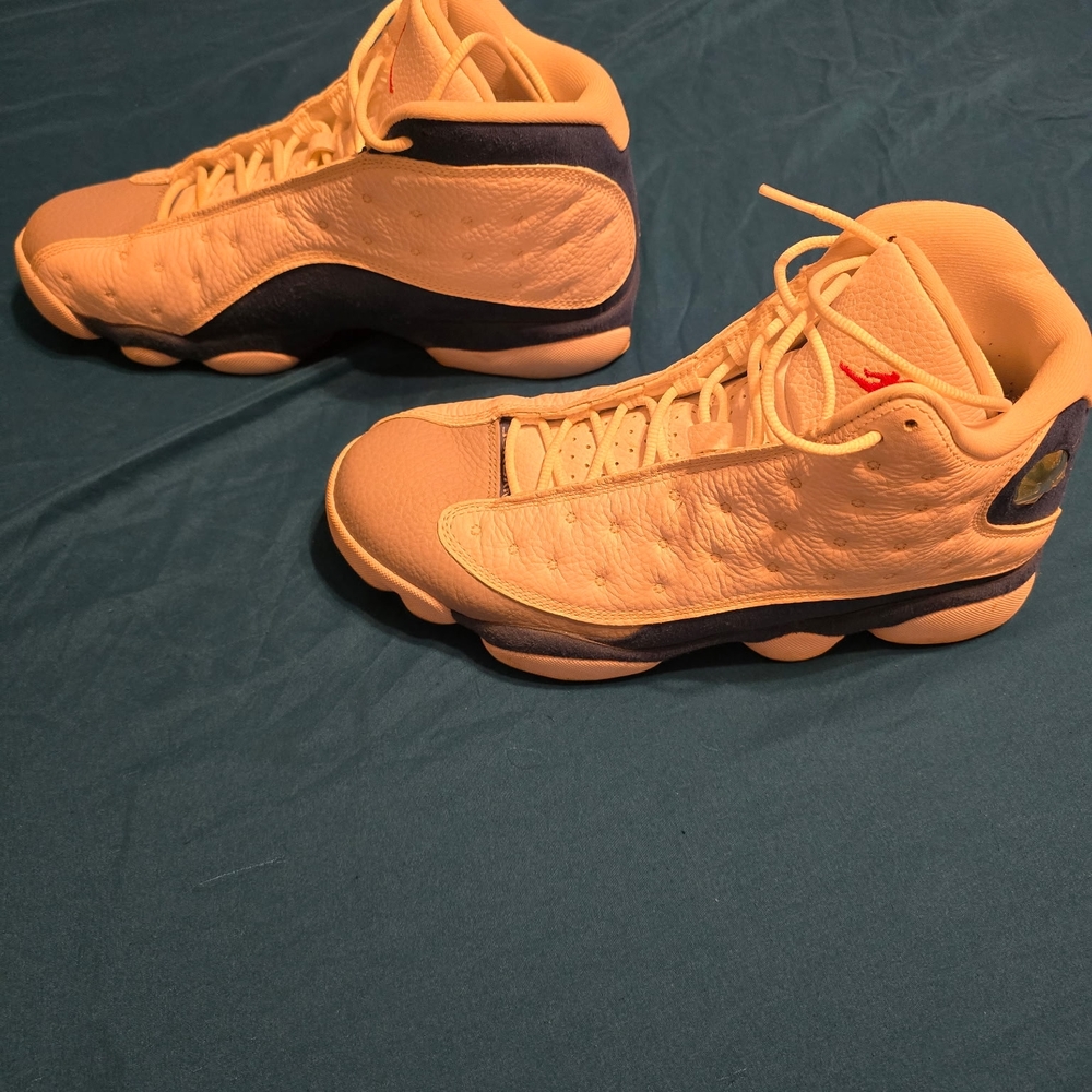 Air Jordan Retro Sneakers in Cream and Navy